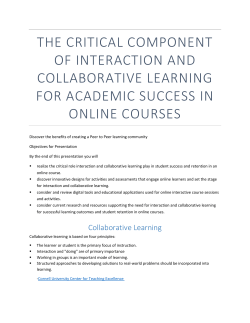 The Critical Component of Interaction and Collaborative Learning