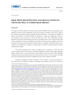 MILK PRICE REGISTRATION AND REGULATIONS IN VIETNAM