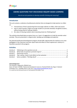 Asking Questions that encourage Inquiry-based learning