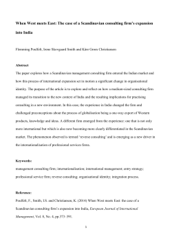 The case of a Scandinavian consulting firm`s expansion into India