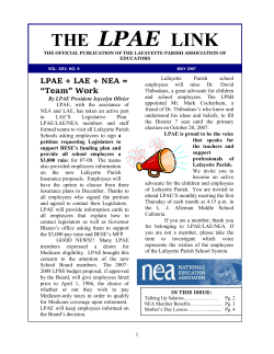 LPAE + LAE + NEA = &ldquo;Team&rdquo; Work By LPAE President Joycelyn