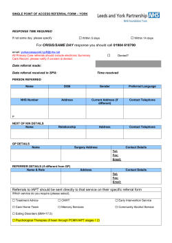 single point of access referral form