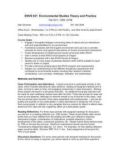 ENVS 631 Environmental Studies Theory and Practice