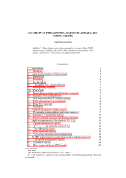 Semidefinite programming, harmonic analysis and coding theory