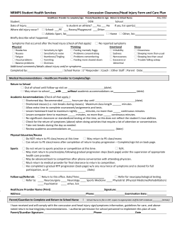 Concussion Care Plan / Concussion Clearance Form - Nash
