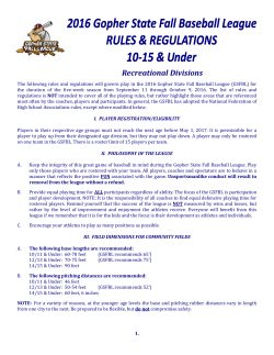 The following rules and regulations will govern play in the 2016