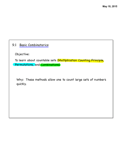 Multiplication Counting Principle, Permutations, and Combinat