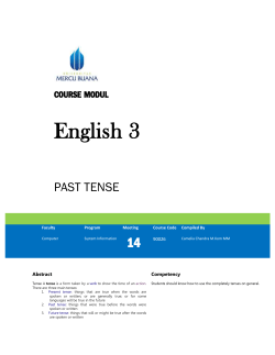 COURSE MODUL English 3 PAST TENSE Faculty Program Meeting