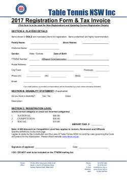 2017 TTNSW Membership Registration Form
