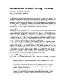 Instructor`s Guide for Virtual Astronomy Laboratories