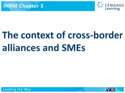 3. The Context of Cross-Border Alliances and SMEs.