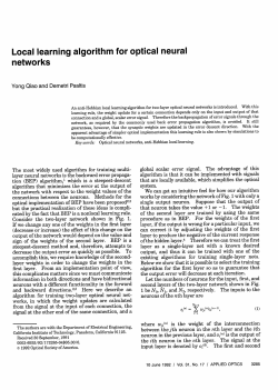 Local learning algorithm for optical neural networks