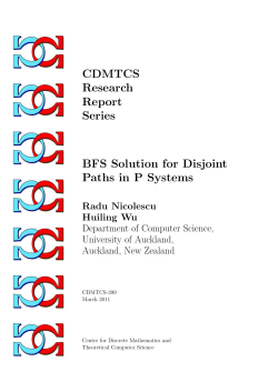 CDMTCS Research Report Series BFS Solution for Disjoint Paths in
