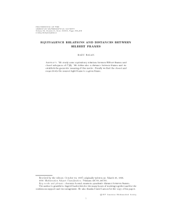 equivalence relations and distances between hilbert