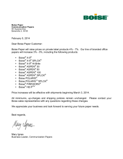 Boise Paper will raise prices on private label products 4%