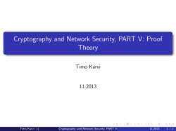 Cryptography and Network Security, PART V: Proof Theory