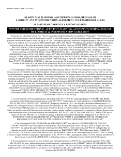 2015 Season Pass Contract