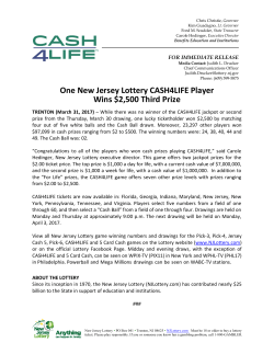 One New Jersey Lottery CASH4LIFE Player Wins $2500