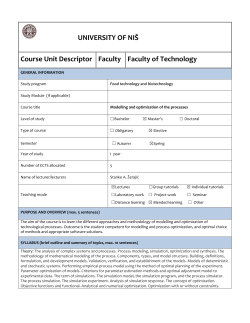 Modeling and Optimization of the Processes