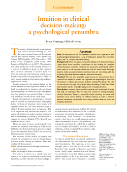 Intuition in clinical decision-making: a psychological penumbra