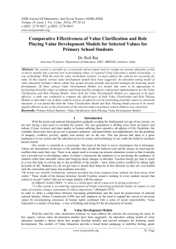 Comparative Effectiveness of Value Clarification and Role Playing