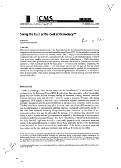 Saving the Euro at the Cost of Democracy?*