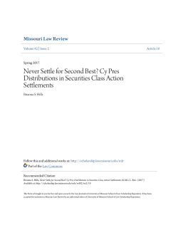 Cy Pres Distributions in Securities Class Action Settlements