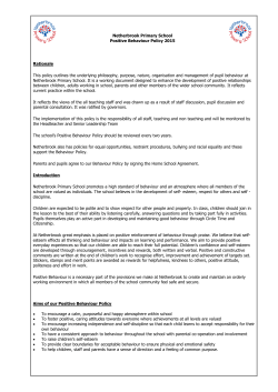 Netherbrook Primary School Positive Behaviour Policy 2015