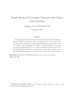Simple Menus of Cost-based Contracts with Convex Cost Functions