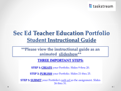 SecEd_Taskstream Teacher Education Portfolio Guide