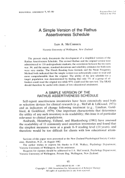 A Simple Version of the Rathus Assertiveness Schedu le