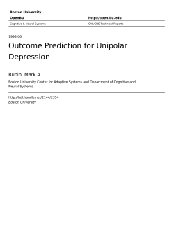Outcome Prediction for Unipolar Depression
