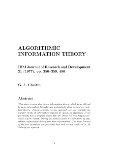 Algorithmic information theory - Department of Computer Science