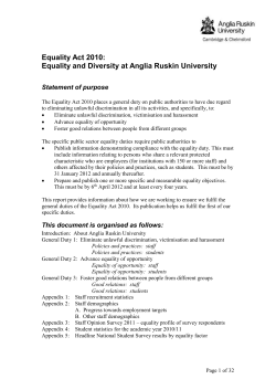 Equality and Diversity at Anglia Ruskin University