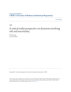 A critical realist perspective on decisions involving risk and
