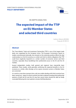 The expected impact of the TTIP on EU Member States and selected
