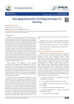 Emerging Innovative Teaching Strategies in Nursing