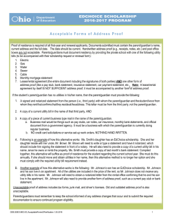 Cleveland and EdChoice Acceptable Forms of Address Proof