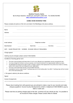 Games Room Booking Form - Rosliston Forestry Centre