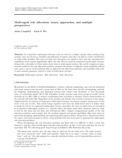Multi-agent role allocation: issues, approaches, and