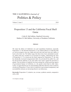 Proposition 13 and the California Fiscal Shell Game