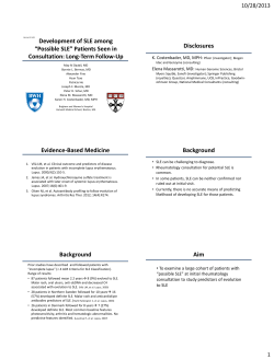 Development of SLE among &ldquo;Possible SLE&rdquo; Patients Seen in