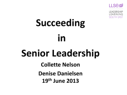 Succeeding in Senior Leadership