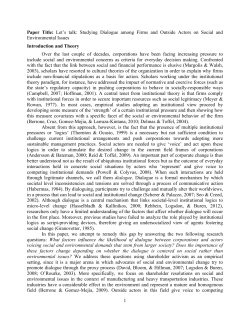 Let`s talk: Studying Dialogue among Firms and Outside Actors on