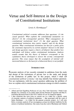 Virtue and Self-Interest in the Design of Constitutional Institutions