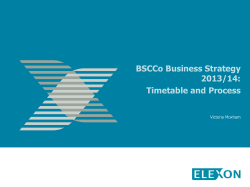 BSCCo Business Strategy 2013/14: Timetable and Process