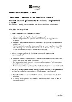 NEWMAN UNIVERSITY LIBRARY CHECK-LIST