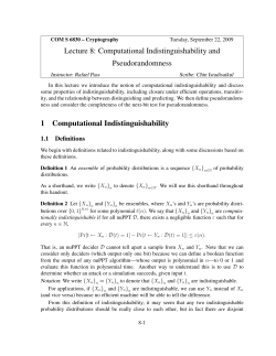 Lecture 8: Computational Indistinguishability and