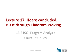 Lecture 17: Hoare concluded, Blast through Theorem Proving