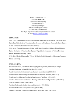 CURRICULUM VITAE NASSER KARAMI Department of Geography
